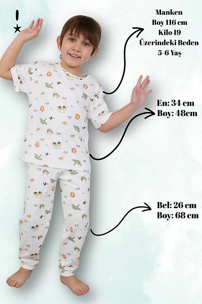Beniizle Set de pijamale de vară pentru băieți cu imprimeu