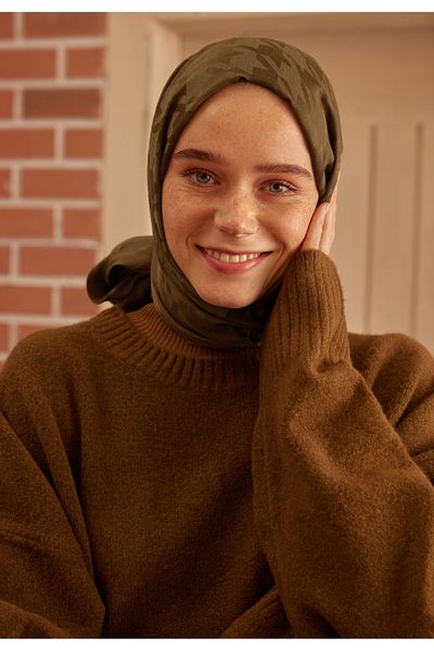 Fresh Jacquard Houndstooth Shawl - Earth Color
