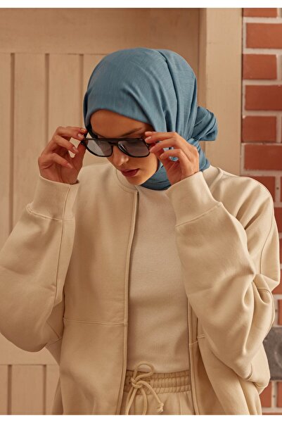 Fresh شال قطني مريح باللون النيلي