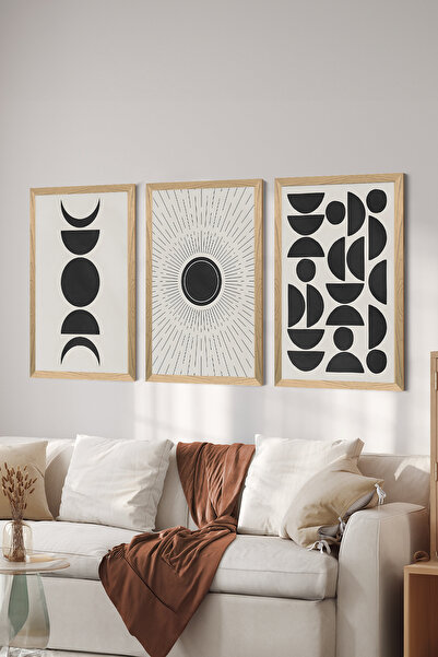 Artavessa طقم طاولة ملصقات MDF مكون من 3 قطع بإطار خشبي - مجموعة 73