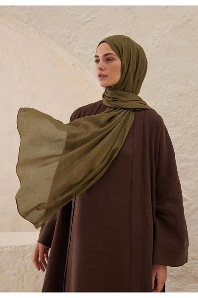 Fresh Rami Viscose Military Shawl - Khaki