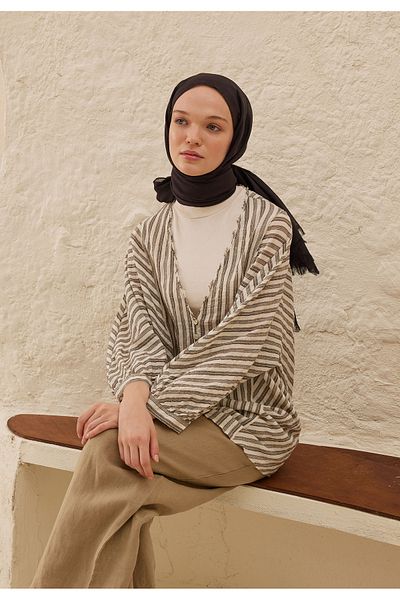 Fresh Black Thin Cotton Voile Shawl - Plum