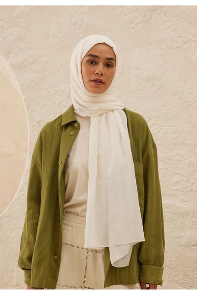 Fresh White Viscose Shawl - Rami