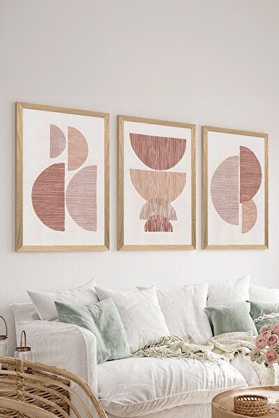 Artavessa طقم طاولة ملصقات MDF مكون من 3 قطع بإطار خشبي - مجموعة 56