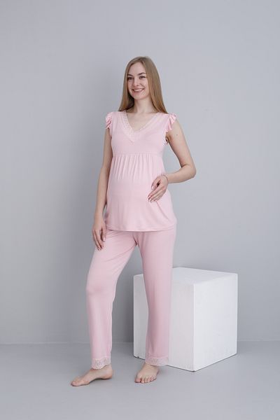 Miss Dünya Lissa Lace Detailed V-Neck Sleeveless Maternity and Maternity Pajama Set