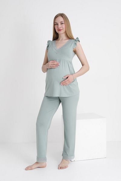 Miss Dünya Lissa Lace Detailed V-Neck Sleeveless Maternity and Maternity Pajama Set