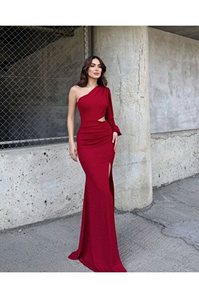 Sindimoda Kaira Tek Omuz Simli Abiye 583067