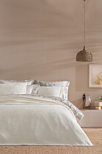 Puffy Σετ κάλυμμα διπλού κρεβατιού Beige Bow