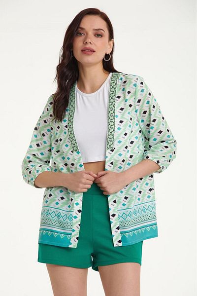 İKİLER Elastic Sleeve Jacket with Ribbon Collar Accessories 023-4418