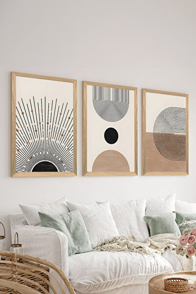 Artavessa 3 Parça Ahşap Çerçeve Görünümlü MDF Poster Tablo Seti - Set 12