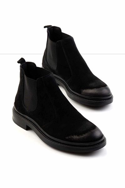 Bambi Μαύρο Suede Γνήσιο Δερμάτινο Ανδρικές Μπότες & Μποτάκια E02442055002