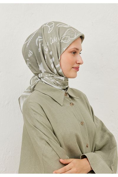 Fresh Summer Vibes Pattern Cotton Vual Scarf Natural Beige