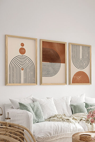 Artavessa طقم طاولة ملصقات MDF مكون من 3 قطع بإطار خشبي - مجموعة 24