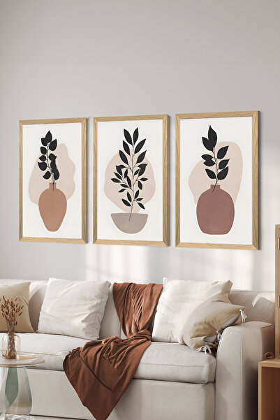 Artavessa 3 Parça Ahşap Çerçeve Görünümlü MDF Poster Tablo Seti - Set 53