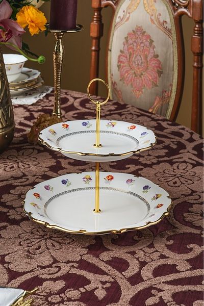 Karaca Royal Bone Diana Tiered Cookie Holder Gold