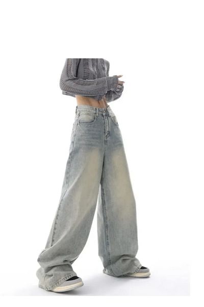shop Baggy Snow Wash Green Tint Loose Jeans