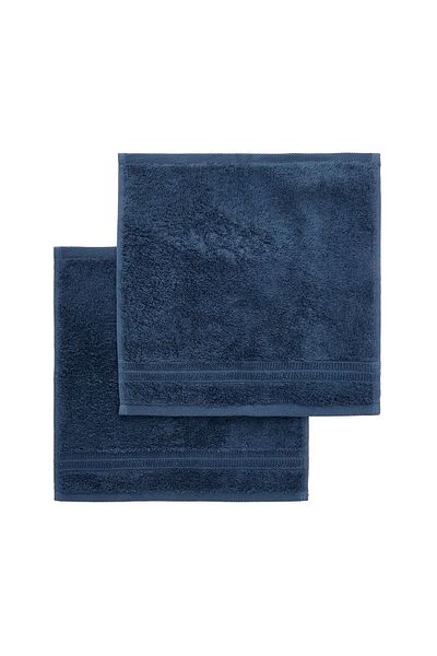 Homelover طقم مناشف قطن عضوي مكون من قطعتين - كحلي - 30x30 سم