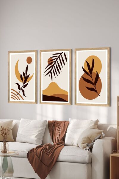 Artavessa طقم طاولة ملصقات MDF مكون من 3 قطع بإطار خشبي - مجموعة 104
