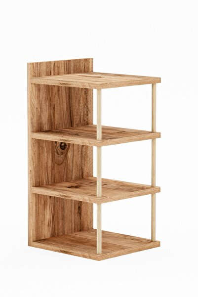 interGO Shoe Rack With 4 Shelves, 4 Pair Shoe Storage Cabinet - Atlantic Pine Pattern
