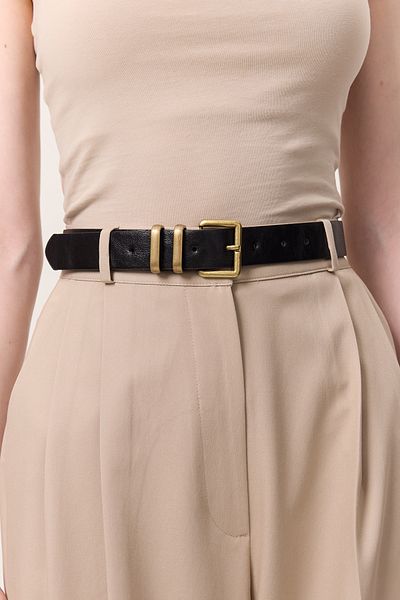 Manuka Black Square Metal Buckle Belt