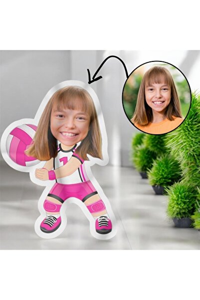 Hediyefoni Kişiye Özel Voleybolcu Kız Şekilli Bez Bebek Yastık