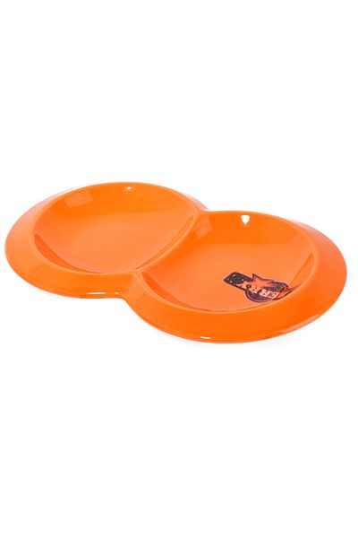Generic Multicolored ceramic serving plate divided into two sections