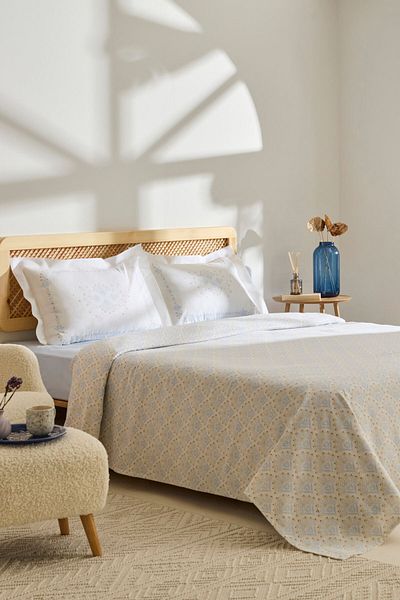 Kaşmir Home Daisy 100% Cotton Double Pique Set Blue