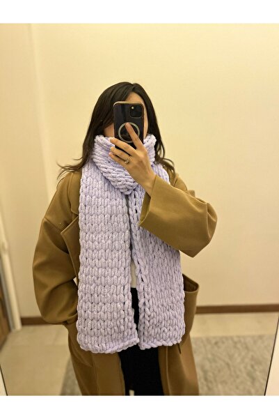Alize Puffy Plush Scarf Hand Knitted