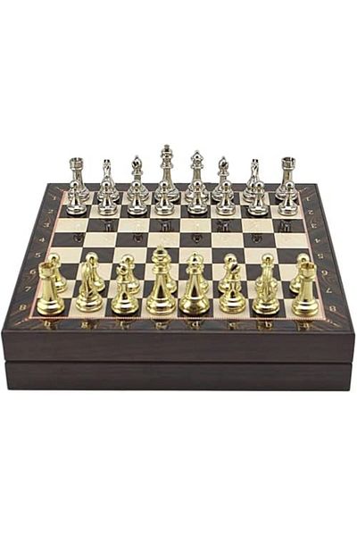 STOREMAX Large Size Metal Classic Chess Tk. Mdf Board with Glossy and Walnut Pattern Storage Box (36X36 Cm.) Sta.