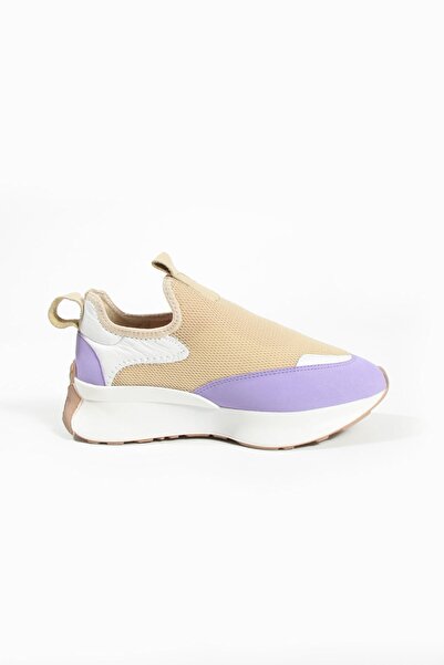 Seniorah Ursiya Beige-Purple Women's Sneakers - Stretch