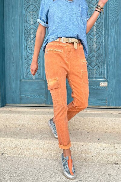 Güneşkızı Italian Brick Color Pocket Washed Belted Skinny Leg Lycra Woven Trousers 98 60