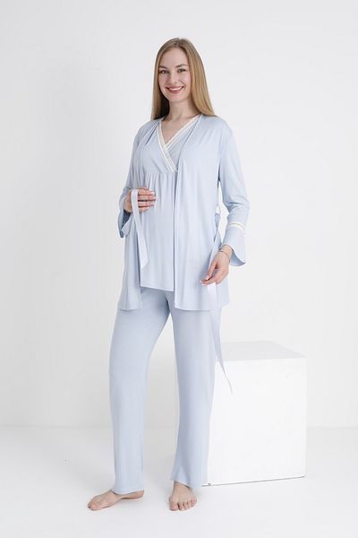 Miss Dünya Lissa Lace Trimmed V-Neck Maternity and Maternity Pajama Set