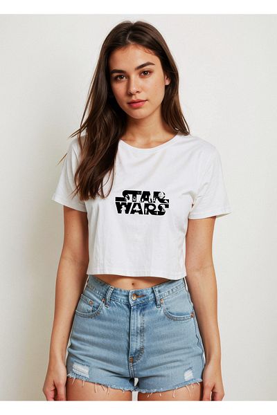 The Lucid Lab Μπλουζάκι Star Wars Crop - Λευκό
