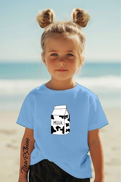 New Shine 1 tricou este un cadou pentru achiziții de 6 și peste în coș - Tricou pentru copii oversize cu imprimeu lapte
