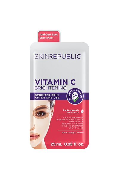 Skin Republic Brightening Vitamin C Face Mask, Helps Brighten and Even Skin Tone - Pack Of 3