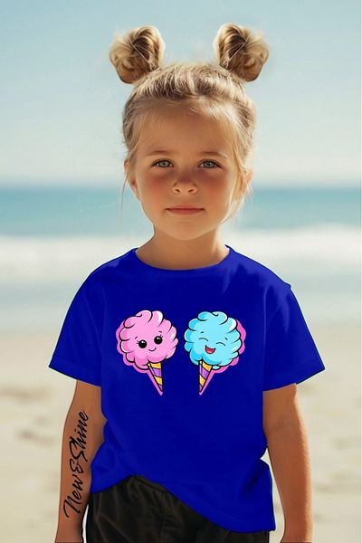New Shine 1 tricou este un cadou pentru achiziții de 6 și mai sus în coș - Tricou supradimensionat pentru copii cu imprimeu Sweet Ice Creams