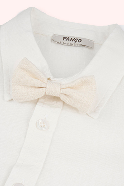 Panço Erkek Çocuk Papyon Detaylı Ekru Gömlek