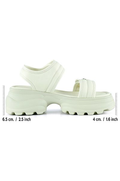 Erkan Saçmacı Sandale cu platformă cu curea dublă cu velcro, bej, Crystal Stone
