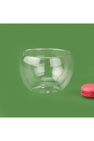 Kayra Double Wall Glass Bowl - Transparent - 10X7 cm
