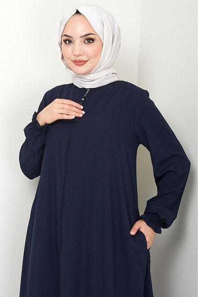 hafsamina Large Size Mevlana Ferace Navy Blue Hm02153