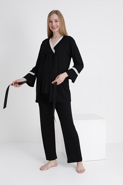 Miss Dünya Lissa Lace Trimmed V-Neck Maternity and Maternity Pajama Set