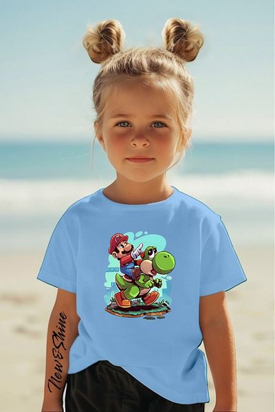 New Shine 1 tricou este un cadou pentru achiziții de 6 și mai sus în coș - Tricou pentru copii oversize cu imprimeu Mario