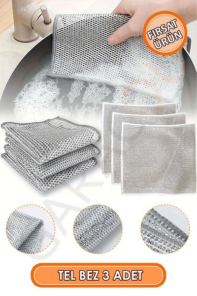 garaccu Anti-Scratch Dishwashing Wire Sponge, Bathroom Sink Scrubbing Wire, Double Layer Multi-Purpose Wire Cloth 3 Pieces