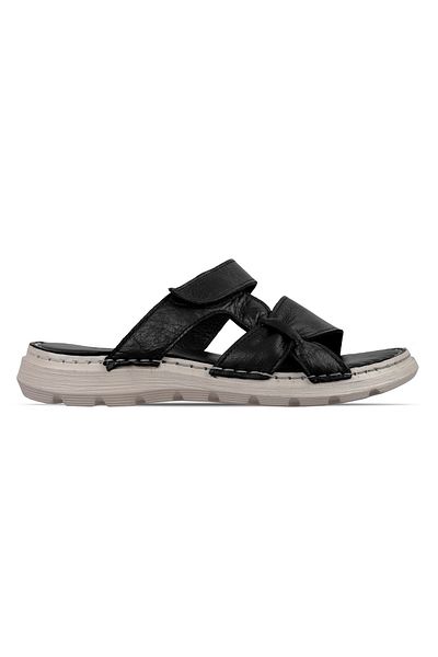 Lal Shoes & Bags Vetebo Women's Genuine Leather Velcro Detailed Slippers-Black