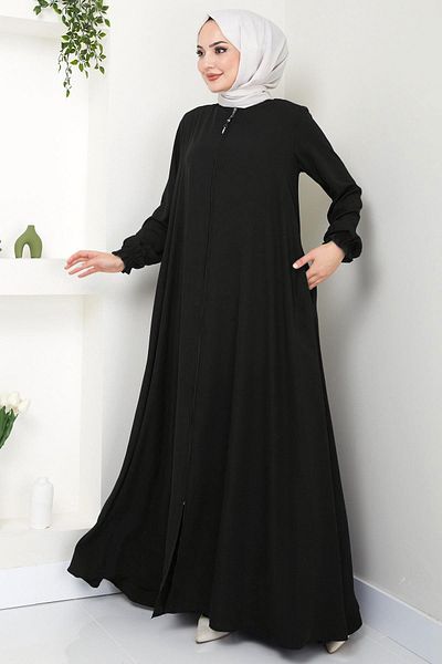 hafsamina Large Size Mevlana Ferace, Black Hm02153