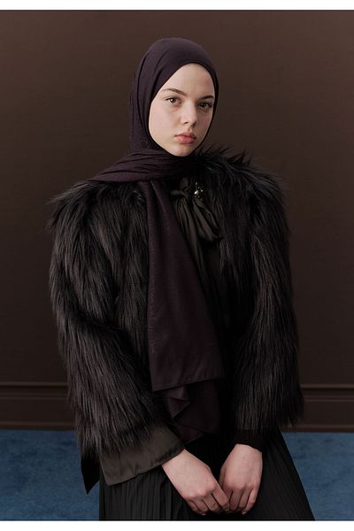 Fresh Premium Wool Straight Shal Dark Purple