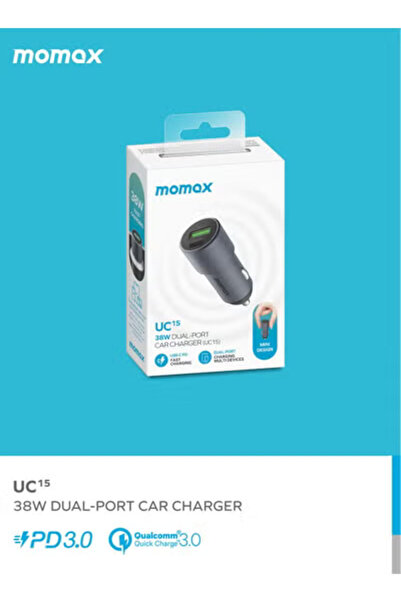 Momax UC15 38W Dual Port USB-C PD Fast Charging 3.0 Multi-devices Car Charger - Black