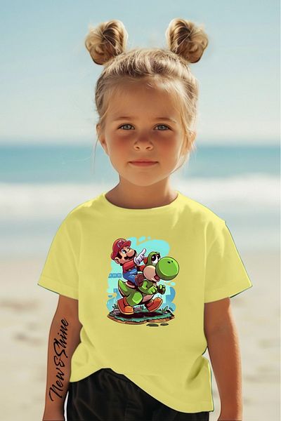 New Shine 1 tricou este un cadou pentru achiziții de 6 și mai sus în coș - Tricou pentru copii oversize cu imprimeu Mario