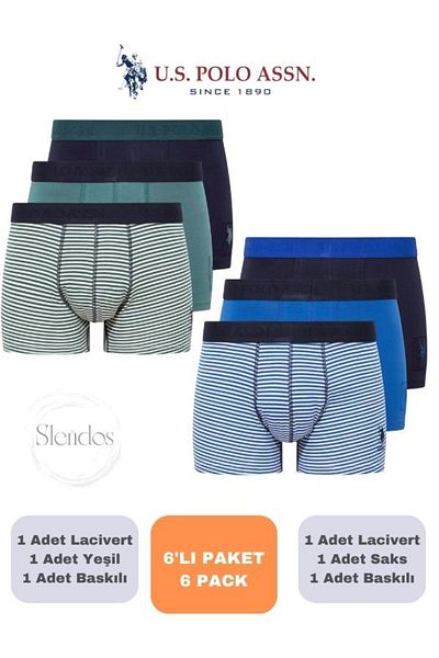 U.S. Polo Assn. Set boxer pentru bărbați - 6 Bake Concept - 95% bumbac, 5% elastan - Licențiat USPA