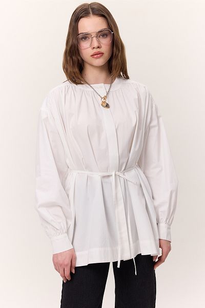Manuka Wide Shirt Ecru with Shirring Detail